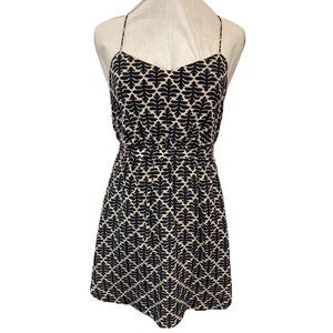 Madewell Black & White Leaf Print Silk Sleeveless Mini Dress Size 0
